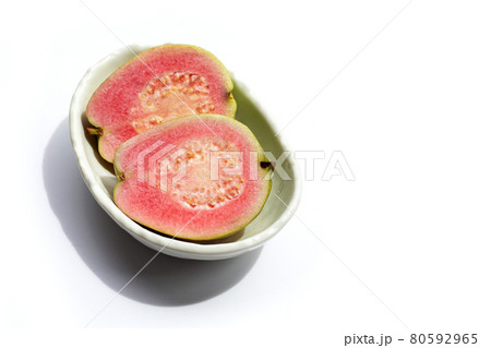 Fresh pink guava on white background. 80592965
