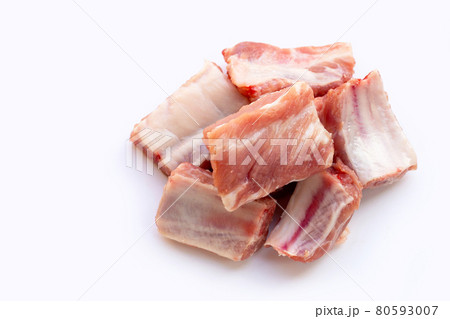Raw pork ribs isolated on white background Raw pork ribs isolated on white background 80593007