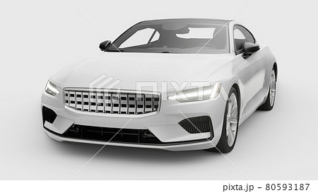 Concept car sports premium coupe. Plug-in hybrid. Technologies of eco-friendly transport. White car on white background. 3d rendering. 80593187