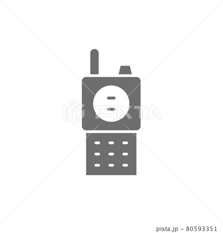 Radio transceiver, walkie talkie, portable device gray icon. Radio transceiver, walkie talkie, portable device gray icon. 80593351