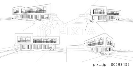 3d modern house, on white background. 3d illustration. 3d modern house, on white background. 3d illustration. 80593435