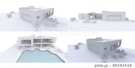 3d modern house, on white background. 3d illustration. 80593438