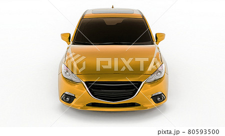 Yellow city car with blank surface for your creative design. 3D rendering. 80593500