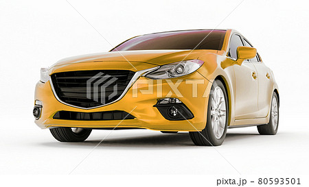 Yellow city car with blank surface for your creative design. 3D rendering. 80593501