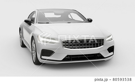 Concept car sports premium coupe. Plug-in hybrid. Technologies of eco-friendly transport. White car on white background. 3d rendering. 80593538