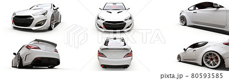 White Sports car coupe. Advanced racing tuning with special parts and wheel extensions. 3d rendering 80593585