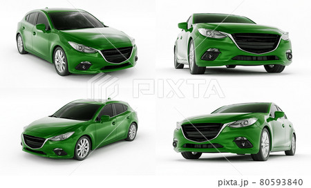 3d illustration. Green city car. 3d rendering. 80593840
