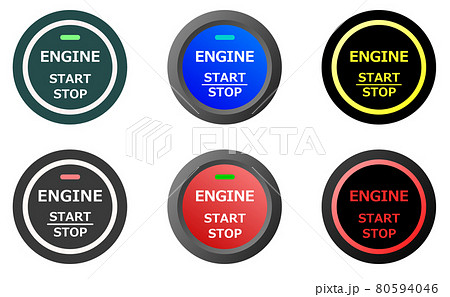 車のエンジンを掛けるスタートボタンのイラストのイラスト素材