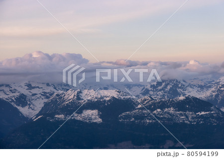 Aerial View from Airplane of Canadian Mountain Landscape in Spring time Aerial View from Airplane of Canadian Mountain Landscape in Spring time 80594199