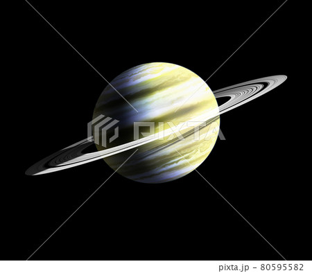 土星的な輪のあるガス惑星 黄色のイラスト素材