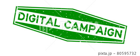 Grunge green digital campaign word hexagon rubber seal stamp on white background 80595732