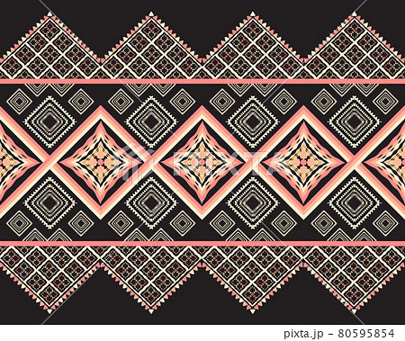 ethnics pattern with geometric seamless in black background for fabric 80595854