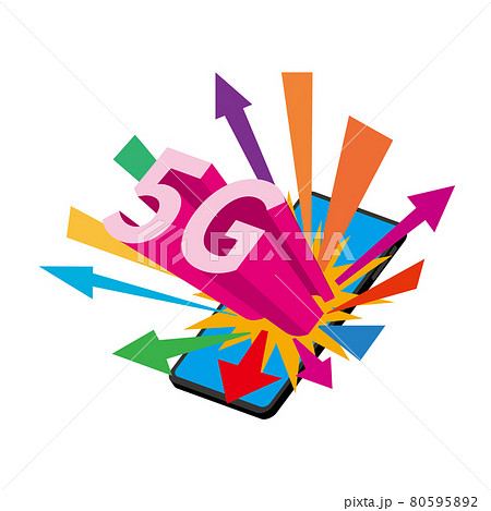 飛び出る5Gの文字とスマートフォン 80595892