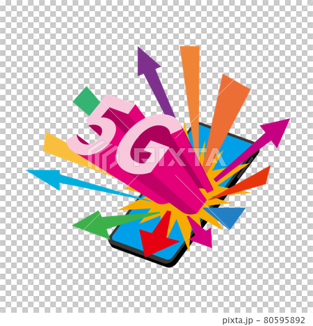 飛び出る5Gの文字とスマートフォン 80595892