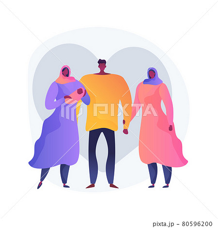 Polygamy abstract concept vector illustration. 80596200