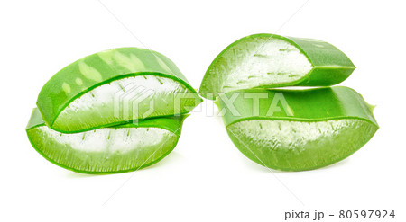 Aloe vera slice on white background 80597924