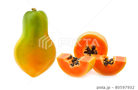 Papaya on a white background Papaya on a white background 80597932