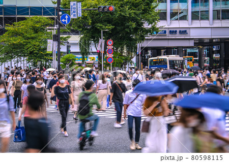 日本の東京都市景観 4千超…戦慄の東京4058人。五輪狂行、渋谷の人流大爆発は止まらない＝7月31日 80598115