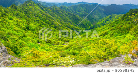 禿（ハゲ）の行者山、山頂の行者像と大展望（兵庫県姫路市夢前町）※作品コメント欄に撮影位置 80598345