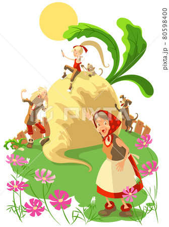 Fairy tale of great big turnip. Contemporary education read for kid 80598400