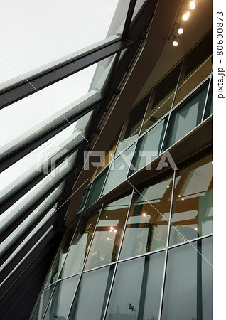 近未来、複数の未来的な垂直および水平空間の複雑なビーム模様 80600873