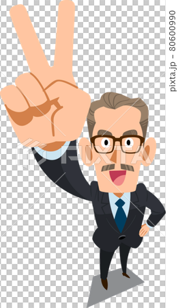 Vサインをする経営者の男性 Vサインをする経営者の男性 80600990
