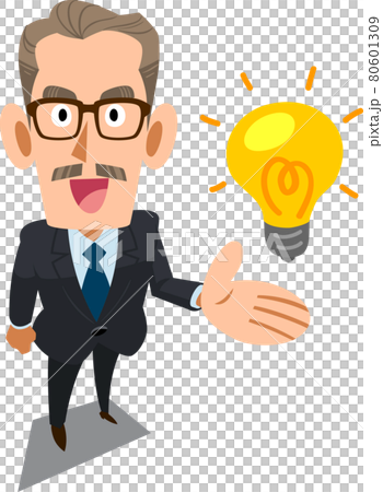 アイデア 解決策を提案する経営者の男性のイラスト素材