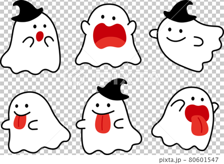 かわいいハロウィンのおばけ6パターンセットのイラスト素材 [80601547] - PIXTA