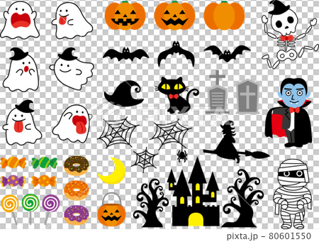 Cute Halloween illustration material set (color) 80601550