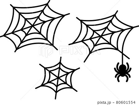 シンプルなクモの巣と蜘蛛のイラスト素材