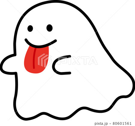 かわいいハロウィンのおばけ4(舌を出して飛ぶ)のイラスト素材