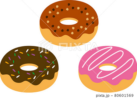 단순 귀여운 도넛 3 종류 - 스톡일러스트 [80601569] - Pixta