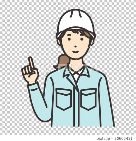 女性　作業員　ポーズ　指をさす 80603451