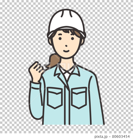 女性　作業員　ポーズ　ガッツポーズ 80603454