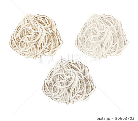 水彩色鉛筆で描いた糸こんにゃく（しらたき）のイラスト 80603702