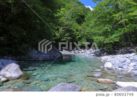 長野県木曽郡大桑村野尻 阿寺渓谷の阿寺ブルー 長野県木曽郡大桑村野尻 阿寺渓谷の阿寺ブルー 80603749