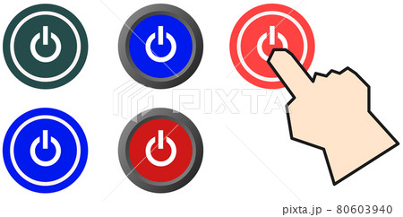 電源を入れる押し釦を指で押すイラスト 電源を入れる押し釦を指で押すイラスト 80603940