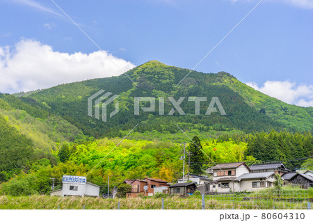 宍粟50名山の一つ、花咲山を揖保川沿いから見上げる（兵庫県宍粟市一宮町）※作品コメント欄に撮影位置 80604310