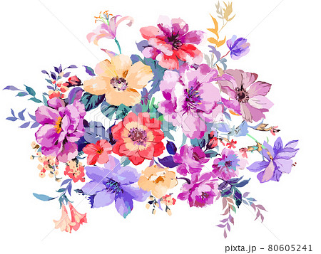 Beautiful abstract watercolor rose and peony flowers 80605241