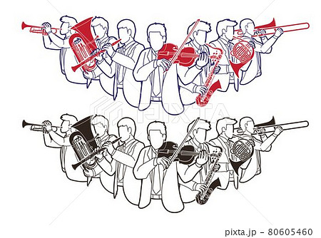 Group of Musician Orchestra Instrument Cartoon Graphic Vector 80605460