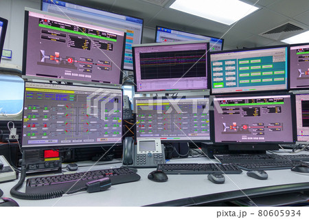 Process control In the System Monitoring Room or control room Work on many monitor. Facility is Full of Screens Showing plant process 80605934