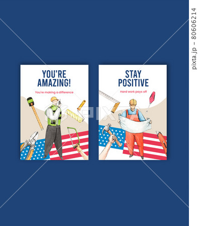 Postcard template with labor day concept,watercolor style 80606214