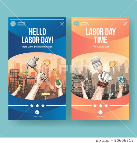Instagram template with labor day concept,watercolor style 80606215