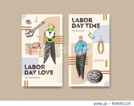 Instagram template with labor day concept,watercolor style 80606216