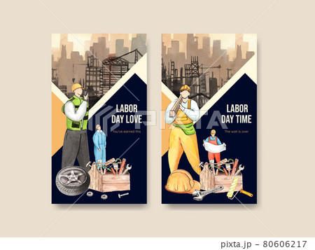 Instagram template with labor day concept,watercolor style 80606217