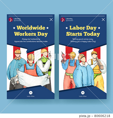 Instagram template with labor day concept,watercolor style 80606218