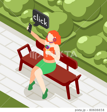 Selfie Day Isometric Colored Background 80606658