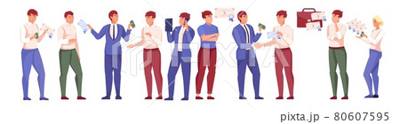People And Stock Market Flat Set 80607595