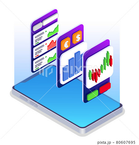 Isometric Stock Exchange Financial Market Trading Composition 80607695