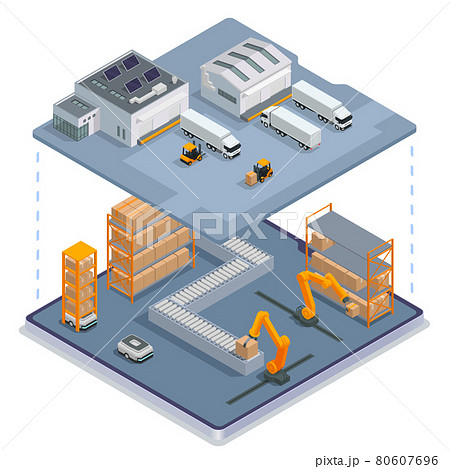 Modern Warehouse Colored Isometric Concept 80607696